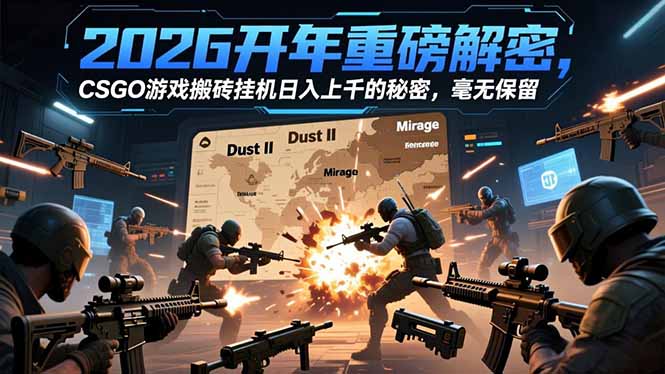 2026开年重磅解密，CSGO游戏搬砖挂机日入上千的秘密，毫无保留-夏姐拆项目