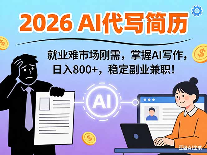 AI代写简历，超暴利，用万能模板月入1-3万实战教程，2026年市场刚需！-夏姐拆项目