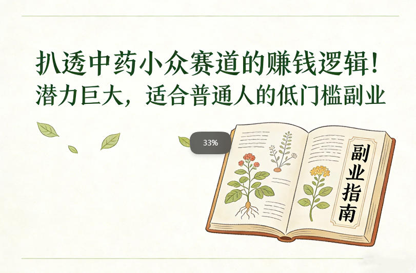 扒透中药小众赛道的賺米逻辑，潜力巨大，适合普通人的低门槛副业-夏姐拆项目