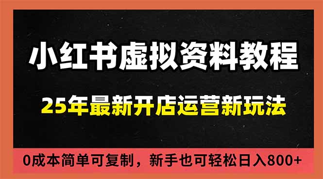小红书虚拟资料项目：最新搜索流变现玩法，0成本简单可复制，一人多店打法，新手日入800+-夏姐拆项目