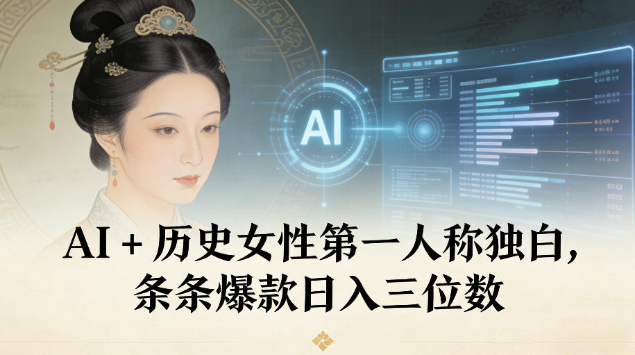AI+历史女性第一人称独白，条条爆款日入三位数-夏姐拆项目