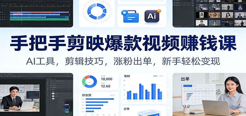 手把手剪映爆款视频赚钱课：AI工具，剪辑技巧，涨粉出单，新手轻松变现-夏姐拆项目