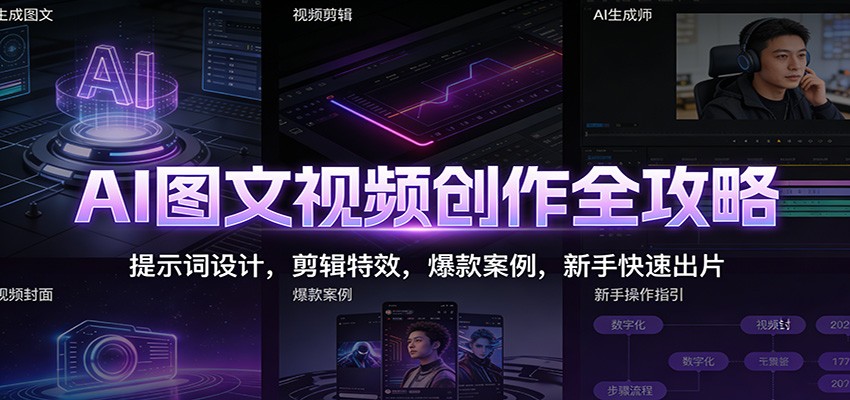 AI图文视频创作全攻略：提示词设计，剪辑特效，爆款案例，新手快速出片-夏姐拆项目