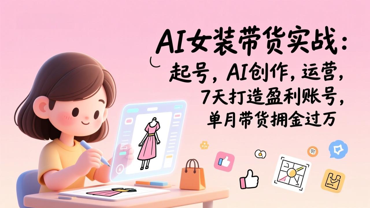 AI女装带货实战：起号，AI创作，运营，7天打造盈利账号，单月带货佣金过万-夏姐拆项目