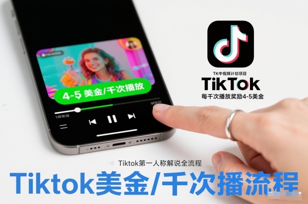 TK中视频计划项目，Tiktok第一人称解说流程，每干次播放奖励4-5美金-夏姐拆项目