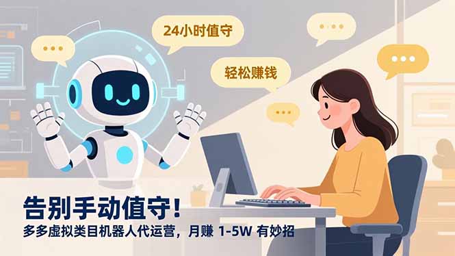 告别手动值守！多多虚拟类目机器人代运营，月赚 1-5W 有妙招-夏姐拆项目