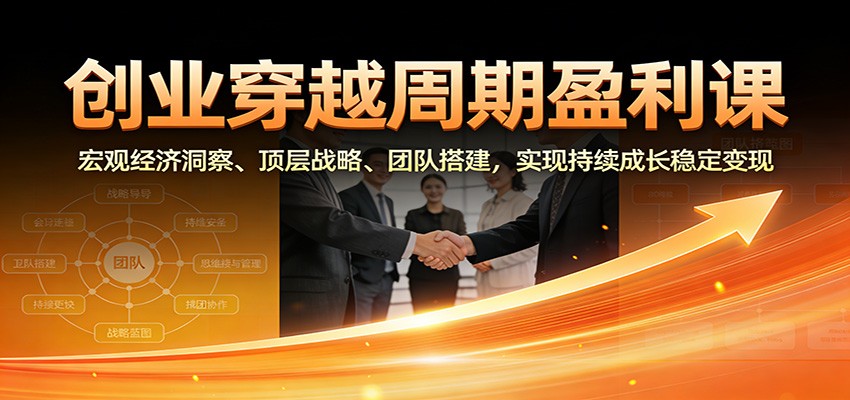 创业穿越周期盈利课：宏观经济洞察、顶层战略、团队搭建，实现持续成长稳定变现-夏姐拆项目