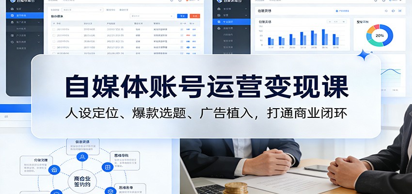 自媒体账号运营变现课：人设定位、爆款选题、广告植入，打通商业闭环-夏姐拆项目