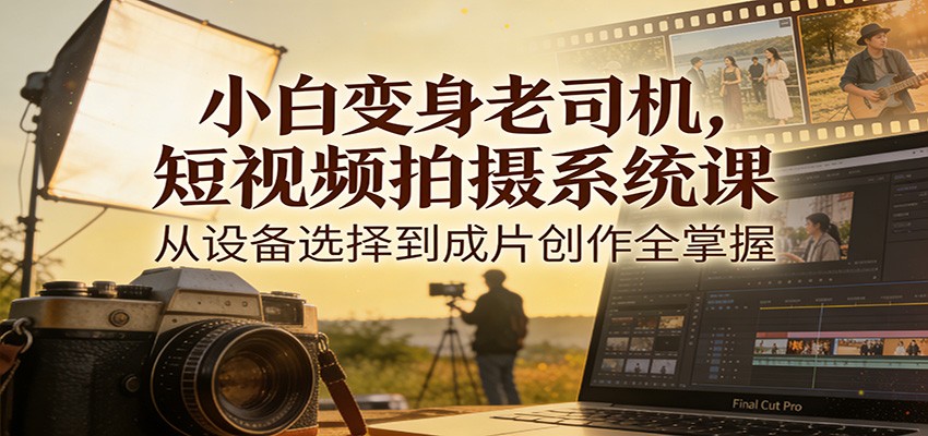 小白变身老司机，短视频拍摄系统课，从设备选择到成片创作全掌握-夏姐拆项目