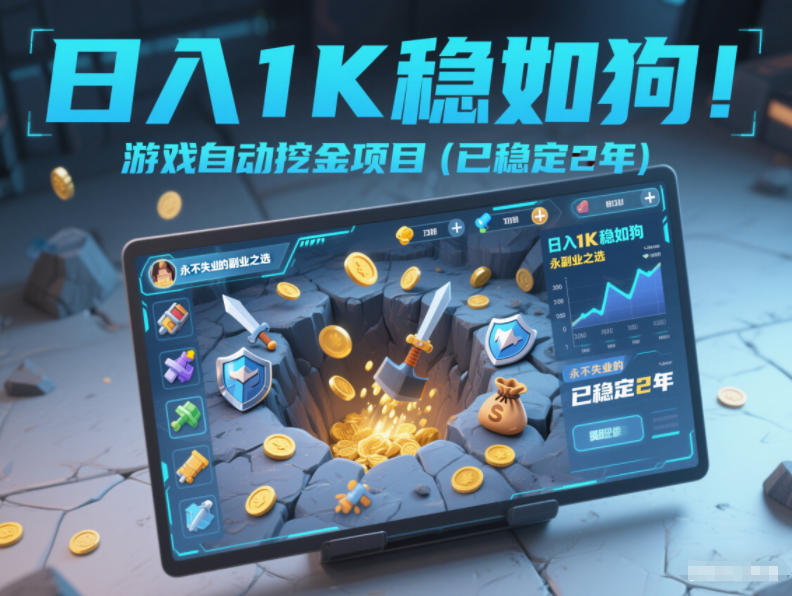 日入1K稳如狗！游戏自动挖金项目(已稳定2年)，永不失业的副业之选【揭秘】-夏姐拆项目